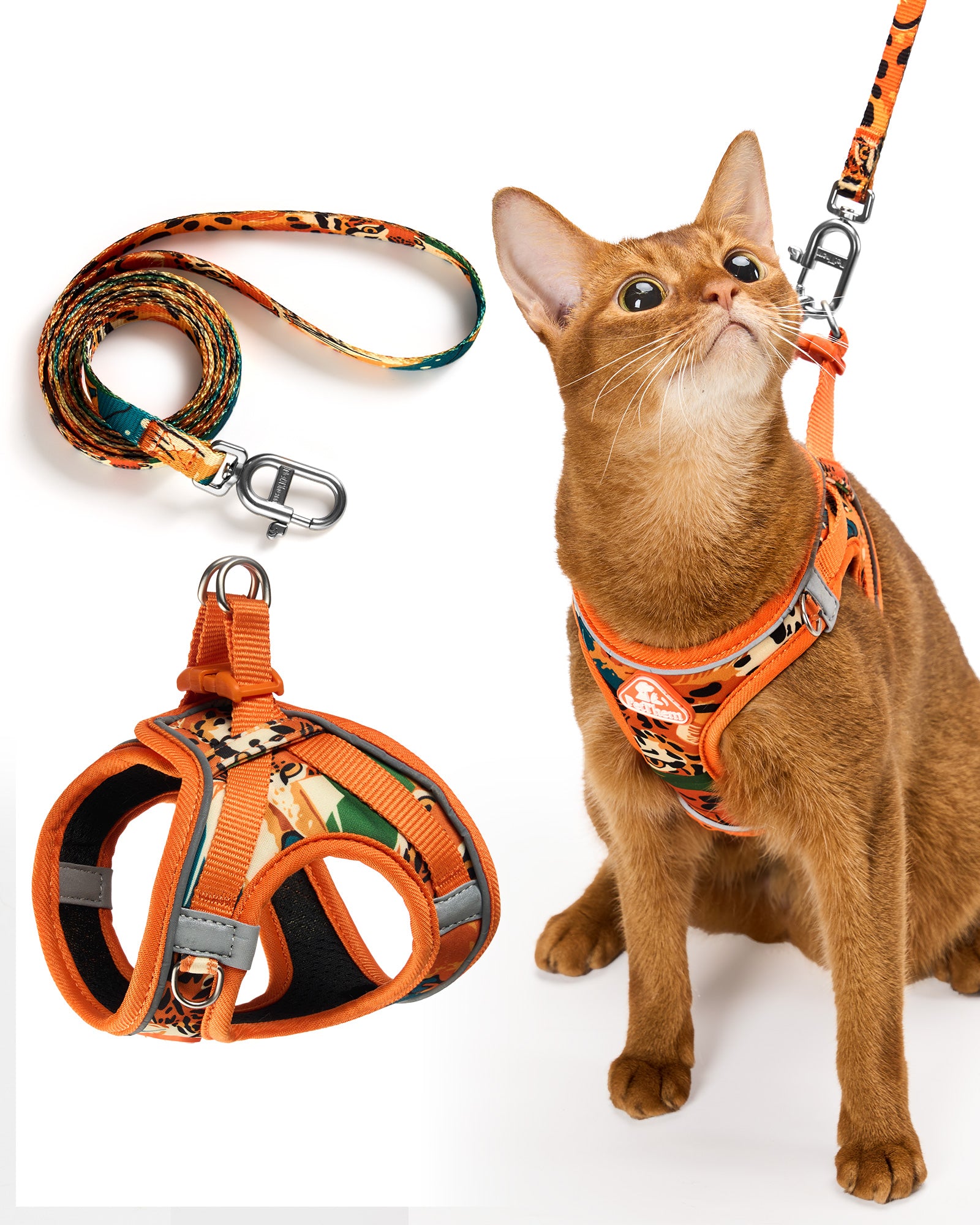 PetThem Cat Harness and Leash Set - Step-in Escape Proof Adjustable Cat Harness, Reflective Harness for Walking, Travel, Camping