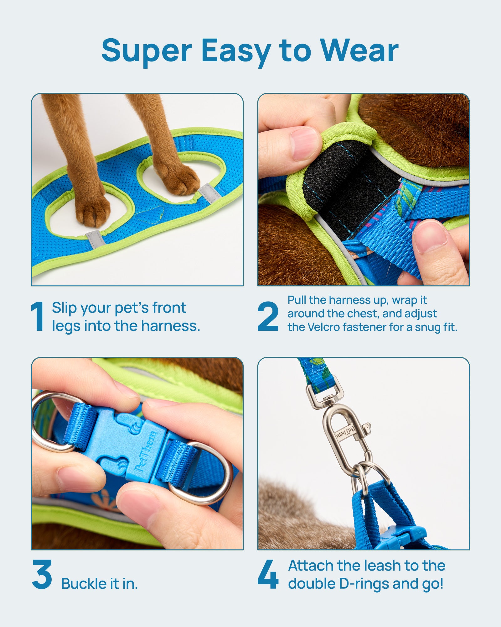 PetThem Cat Harness and Leash Set - Step-in Escape Proof Adjustable Cat Harness, Reflective Harness for Walking, Travel, Camping