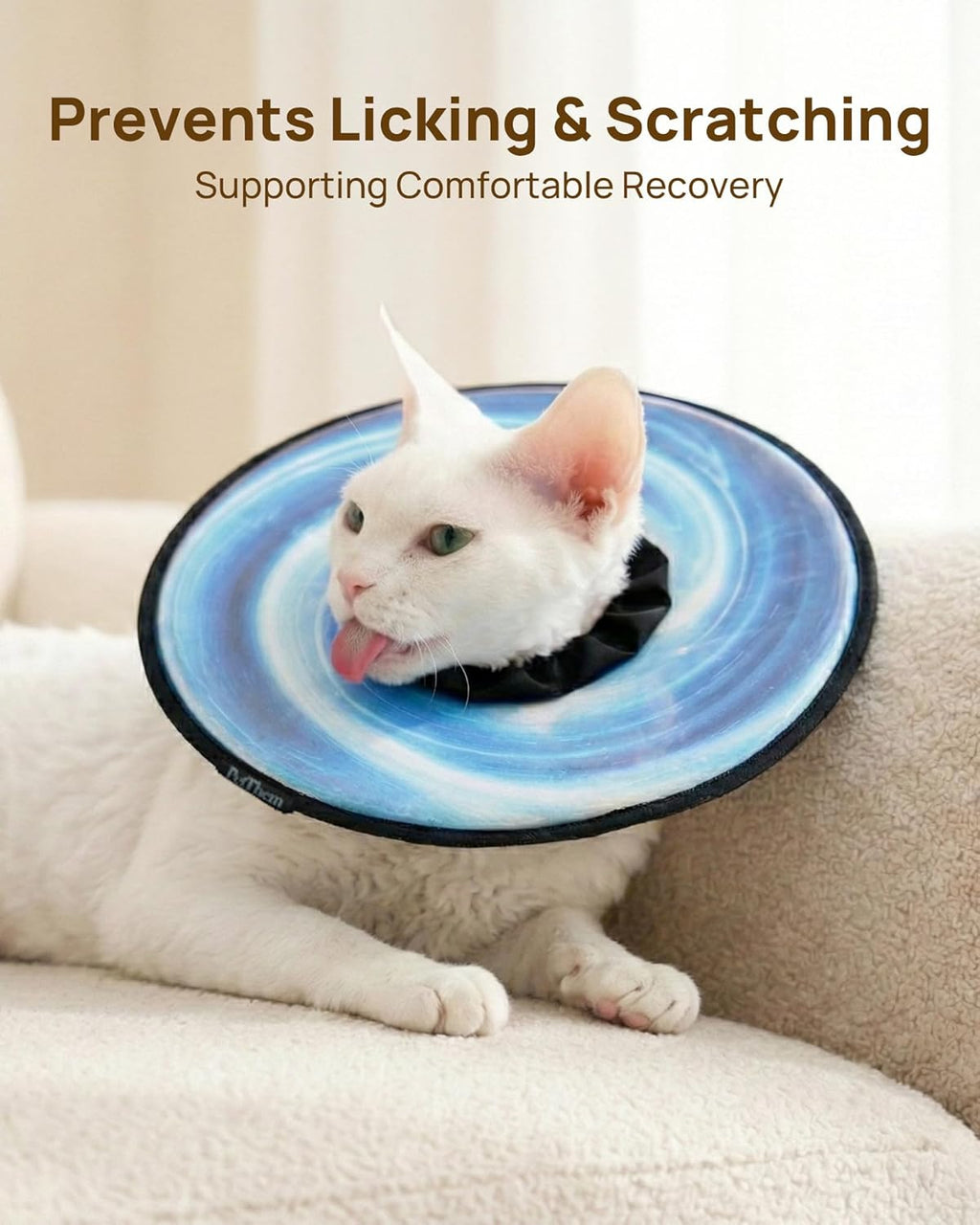 PetThem Soft Cat Cone Collar, Adjustable Cat Recovery Collar, Elizabethan Collar for Cats and Small Dogs
