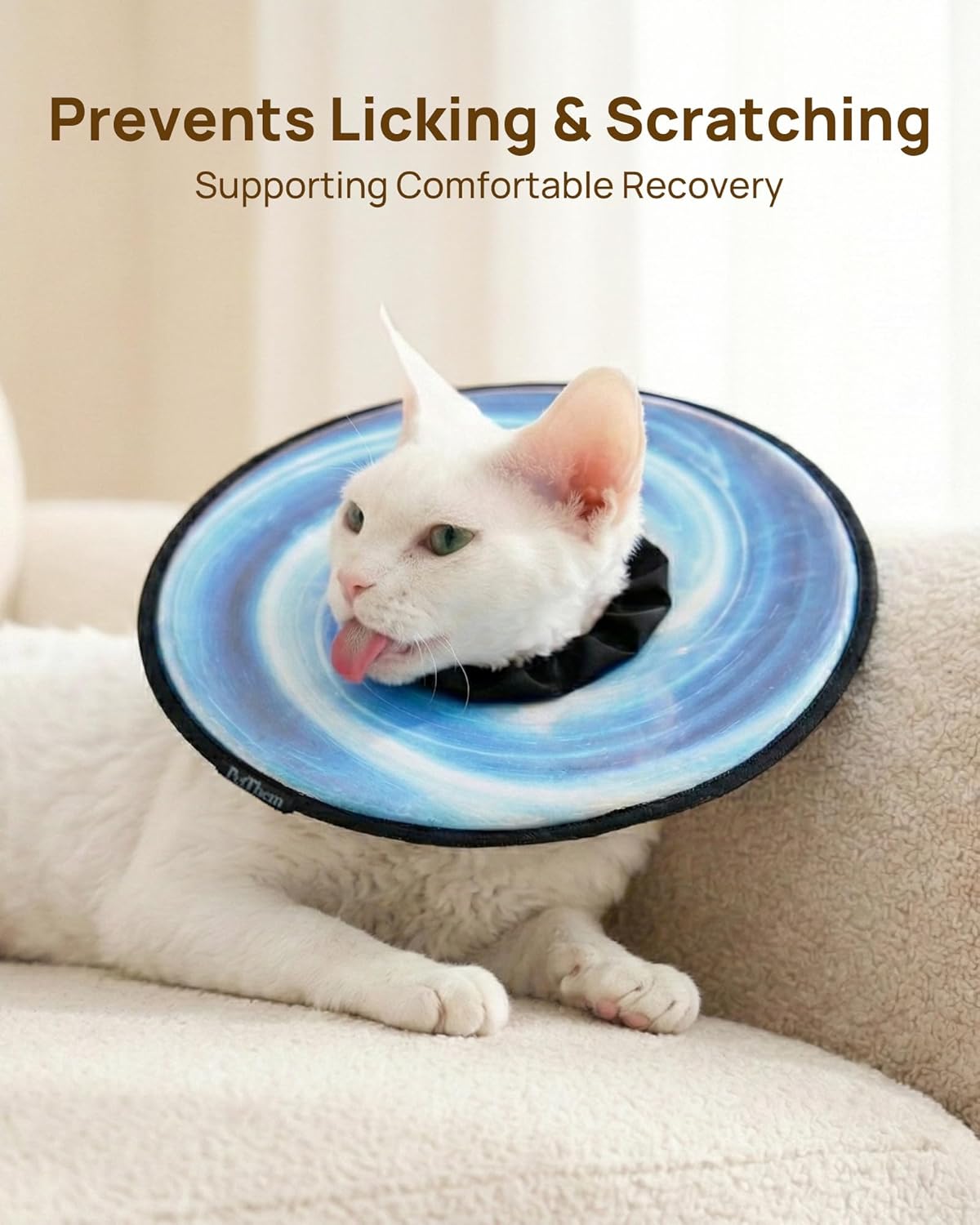 PetThem Soft Cat Cone Collar, Adjustable Cat Recovery Collar, Elizabethan Collar for Cats and Small Dogs