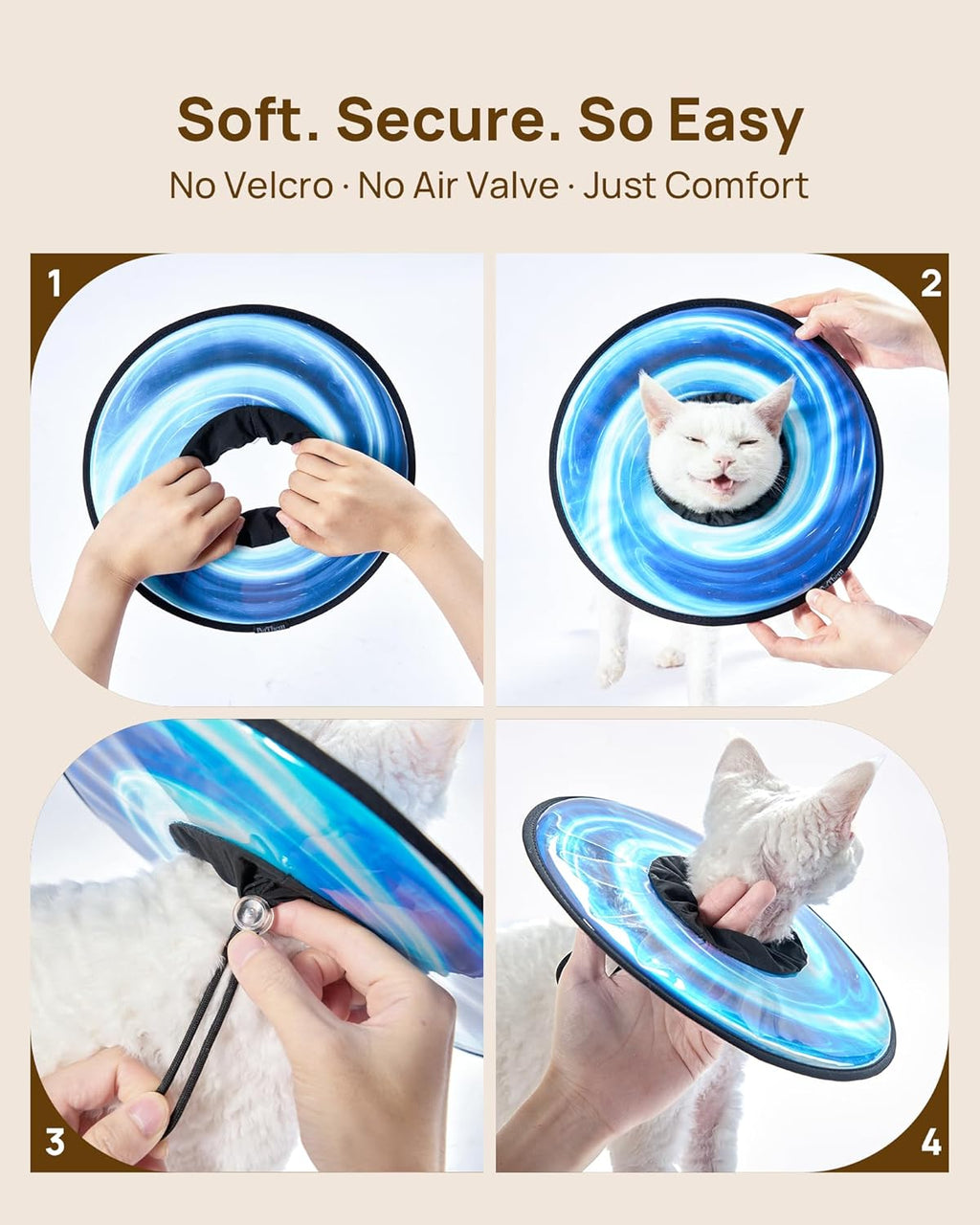 PetThem Soft Cat Cone Collar, Adjustable Cat Recovery Collar, Elizabethan Collar for Cats and Small Dogs