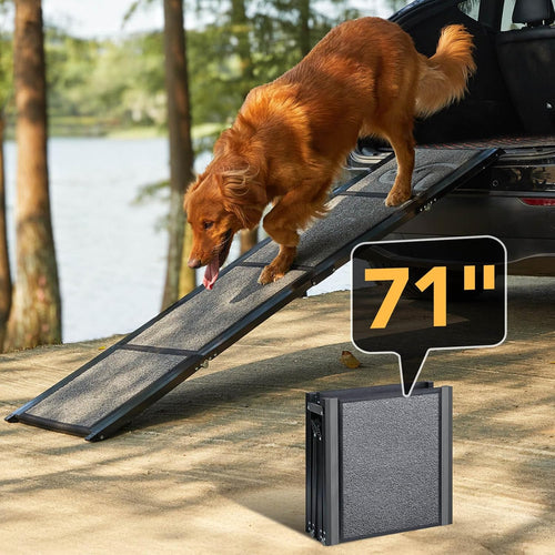 PetThem Dog Ramp for Car, Portable Dog Ramps for Large Dogs with Non-Slip Rug Surface Dog Car Ramp for SUV Car & Truck