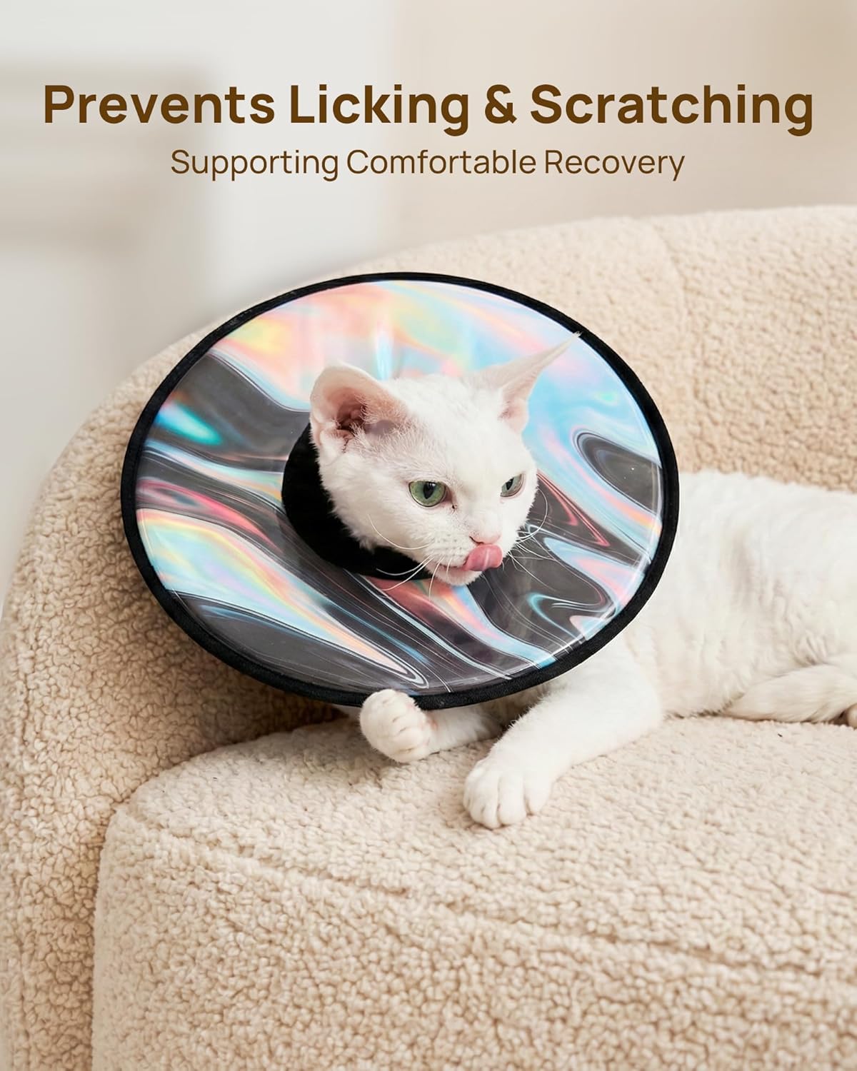 PetThem Soft Cat Cone Collar, Adjustable Cat Recovery Collar, Elizabethan Collar for Cats and Small Dogs