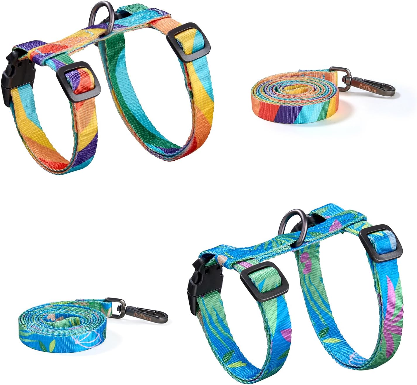 PetThem Cat Harness and Leash Set - Escape Proof Adjustable Cat Harness, Walking Travel Kitten Harness for Small Medium Large Cats